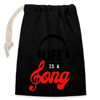 Life Is A Song - Closable cotton gift bag (14x20cm) - black - Front