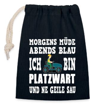 Gartenpfleger Platzwart Rasenpflege Mähen Rasen - Verschließbarer Geschenkbeutel aus Baumwolle (14x20cm) - Navy - Vorne