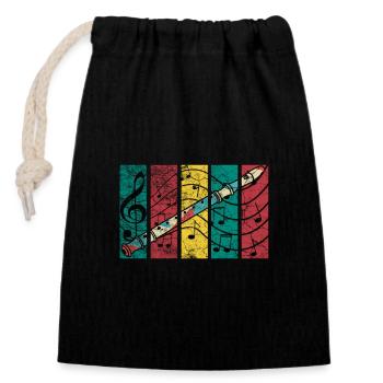 recorder - Closable cotton gift bag (14x20cm) - black - Front