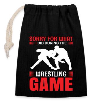 Wrestling - Verschließbarer Geschenkbeutel aus Baumwolle (14x20cm) - Schwarz - Vorne