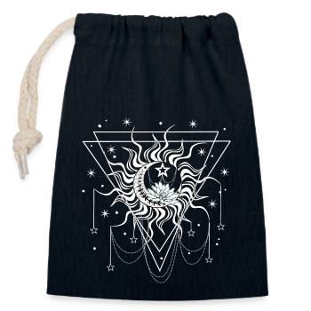 Sun, moon and stars - Closable cotton gift bag (14x20cm) - navy - Front
