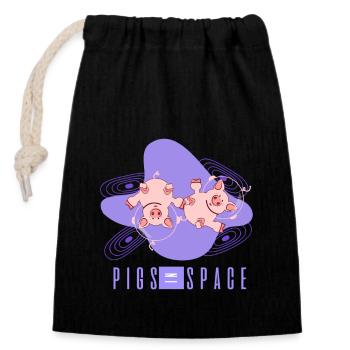 Cochon, éleveur de porcs, cochon drôle - Sac cadeau en coton avec cordon (14 x 20 cm) - noir - Devant