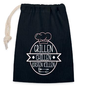 Grilling Chilling box kill - Closable cotton gift bag (14x20cm) - navy - Front