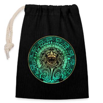 Aztec Mayan Aztec Calendar Mexico - Closable cotton gift bag (14x20cm) - black - Front