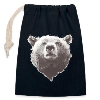 Ours ours tête d'ours grizzli ours brun papa père - Sac cadeau en coton avec cordon (14 x 20 cm) - bleu marine - Devant