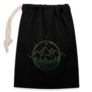 Mountains compass - Closable cotton gift bag (14x20cm) - black - Front