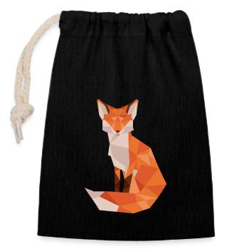 Fox - Closable cotton gift bag (14x20cm) - black - Front