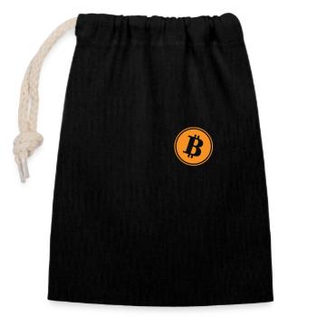 Poche avec logo Bitcoin - Sac cadeau en coton avec cordon (14 x 20 cm) - noir - Devant