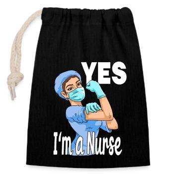 Infirmière de soins de santé drôle - Sac cadeau en coton avec cordon (14 x 20 cm) - noir - Devant