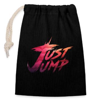 Just Jump Fallschirmspringer Einfach Springen - Verschließbarer Geschenkbeutel aus Baumwolle (14x20cm) - Schwarz - Vorne