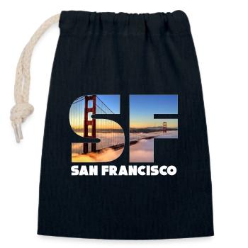 San Francisco - Verschließbarer Geschenkbeutel aus Baumwolle (14x20cm) - Navy - Vorne