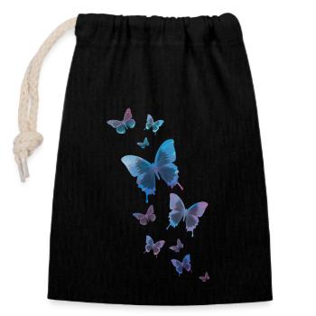 papillon papillon animal coloré couleur - Sac cadeau en coton avec cordon (14 x 20 cm) - noir - Devant