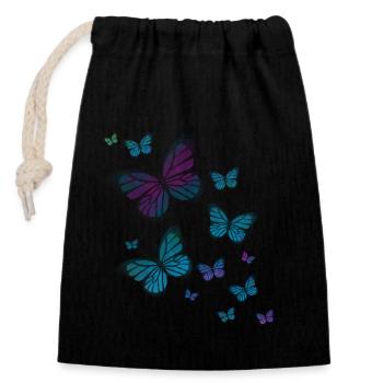 Papillon papillon des animaux coloré couleur - Sac cadeau en coton avec cordon (14 x 20 cm) - noir - Devant