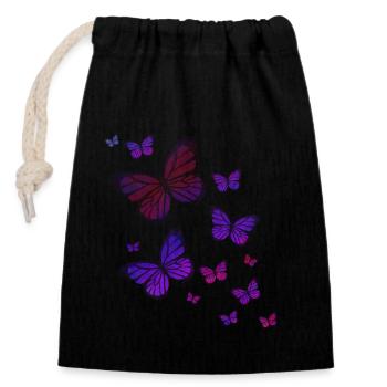 Papillon papillon des animaux coloré couleur - Sac cadeau en coton avec cordon (14 x 20 cm) - noir - Devant
