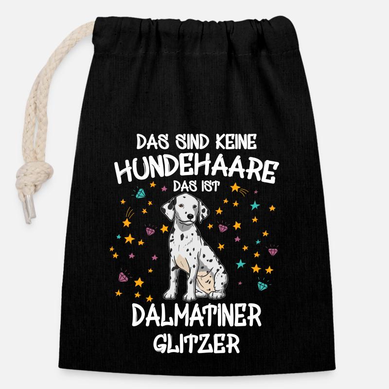 Dalmatiner Glitzer Hunde Hundehalter Geschenk - Verschließbarer Geschenkbeutel aus Baumwolle (14x20cm) - Schwarz