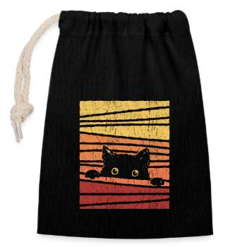 Black cat - Closable cotton gift bag (14x20cm) - black - Front