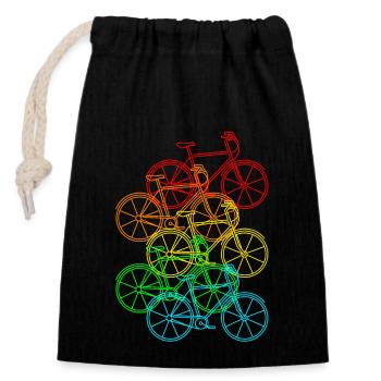 bicycle - Closable cotton gift bag (14x20cm) - black - Front