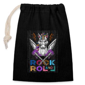 Rock and roll unicorn unicorn guitar headbang - Closable cotton gift bag (14x20cm) - black - Front