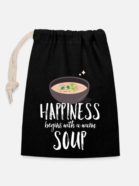 Suppe - Verschließbarer Geschenkbeutel aus Baumwolle (14x20cm) - Schwarz