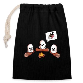 Campfire ghosts: Sweet and scary on the road - Closable cotton gift bag (14x20cm) - black - Front