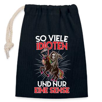So many idiots and only one scythe of sarcasm - Closable cotton gift bag (14x20cm) - navy - Front