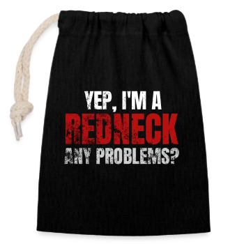 Redneck sayings - Closable cotton gift bag (14x20cm) - black - Front
