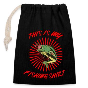 fishing - Closable cotton gift bag (14x20cm) - black - Front