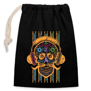 Skull DJ Elektronische Musik Disc Jockey - Verschließbarer Geschenkbeutel aus Baumwolle (14x20cm) - Schwarz - Vorne