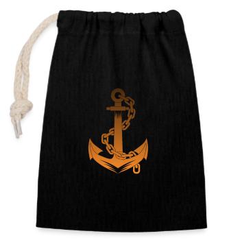 Anchor boat motorboat sailing - Closable cotton gift bag (14x20cm) - black - Front