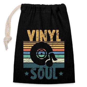 DJ Vinyl Soul Turntable LP Records - Closable cotton gift bag (14x20cm) - black - Front