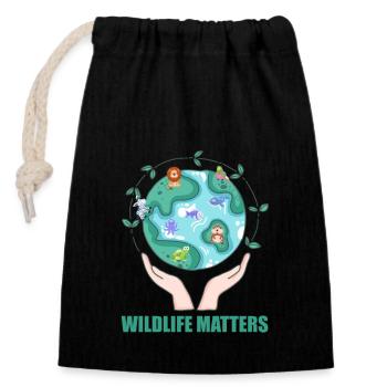 funny conservation environment gift idea - Closable cotton gift bag (14x20cm) - black - Front