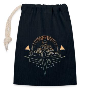 Pilote de karting - Sac cadeau en coton avec cordon (14 x 20 cm) - bleu marine - Devant