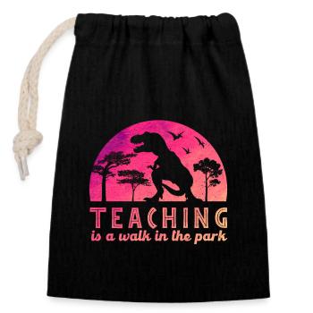 Teacher Teacher T-Rex School Gift - Closable cotton gift bag (14x20cm) - black - Front