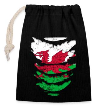 Wales flag St Davids Day Cymraeg Welsh coat of arms - Closable cotton gift bag (14x20cm) - black - Front
