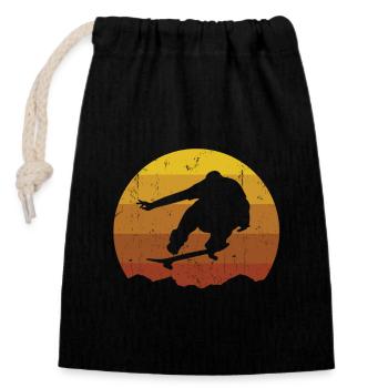 Planche à roulettes skateboarder skateboard - Sac cadeau en coton avec cordon (14 x 20 cm) - noir - Devant