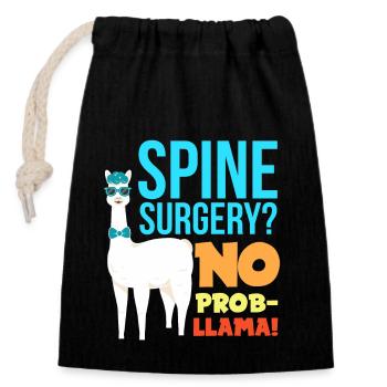 Chirurgie de la colonne vertébrale sans problème - Sac cadeau en coton avec cordon (14 x 20 cm) - noir - Devant