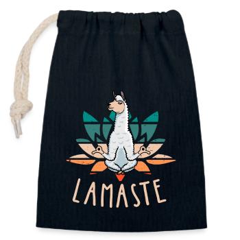 Lamaste Lama Méditation - Sac cadeau en coton avec cordon (14 x 20 cm) - bleu marine - Devant
