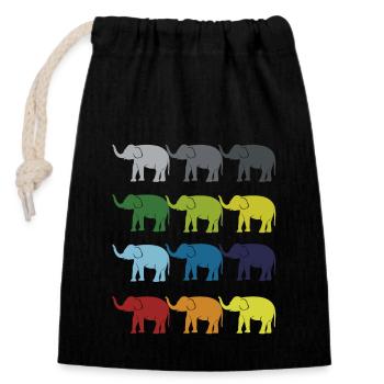 Neon Pop Art Retro Elefant Dickhäuter Geschenkidee - Verschließbarer Geschenkbeutel aus Baumwolle (14x20cm) - Schwarz - Vorne