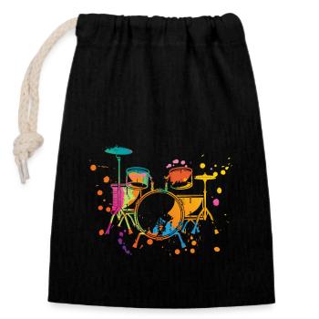 Drums splash - Closable cotton gift bag (14x20cm) - black - Front