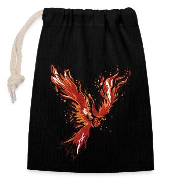 Burning Phoenix - Closable cotton gift bag (14x20cm) - black - Front