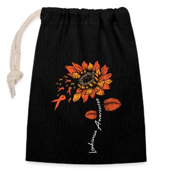 Blood Cancer Leukemia Sunflower Flower Gift - Closable cotton gift bag (14x20cm) - black - Front