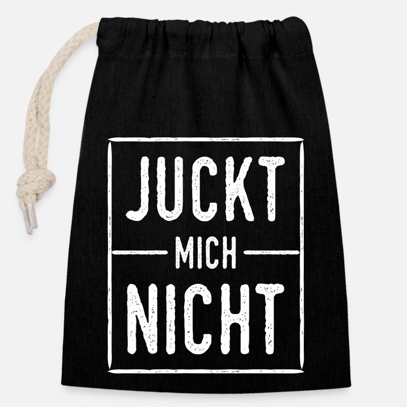 Juckt Mich Nicht Desinteresse Langweilig Geschenk - Verschließbarer Geschenkbeutel aus Baumwolle (14x20cm) - Schwarz