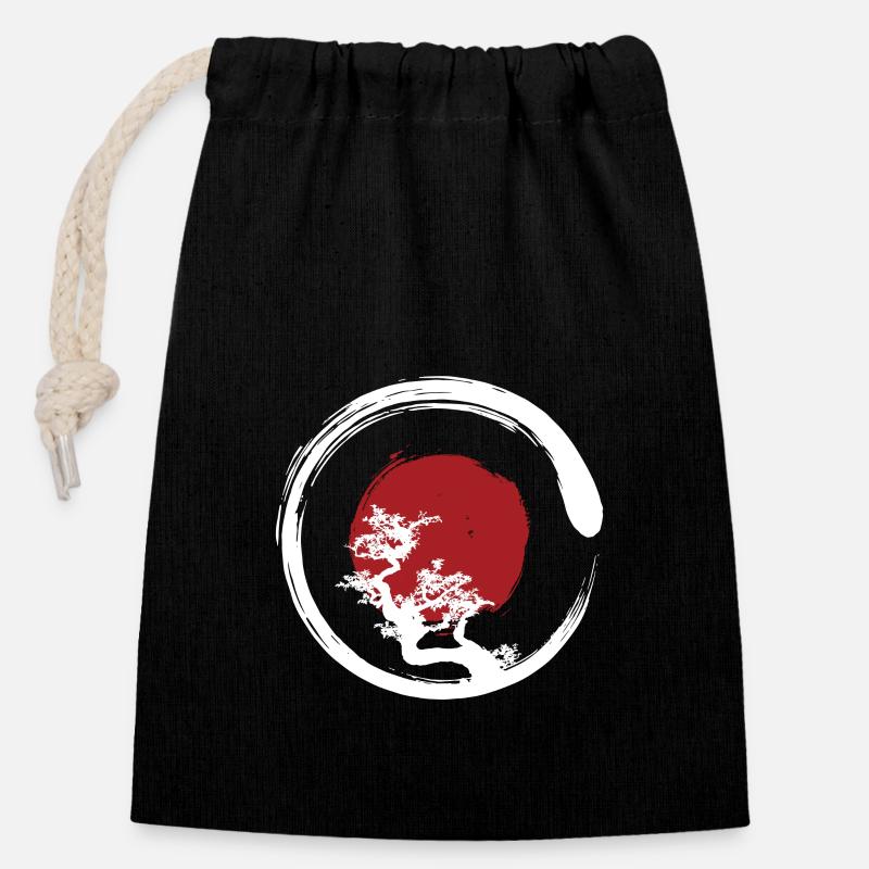 Zen Circle - Closable cotton gift bag (14x20cm) - black