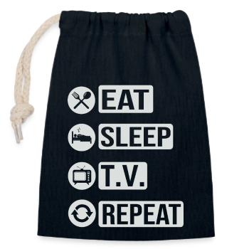 Télévision Television Eat Sleep Repeat Cadeau - Sac cadeau en coton avec cordon (14 x 20 cm) - bleu marine - Devant