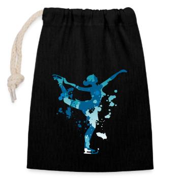 Figure skating splash - Closable cotton gift bag (14x20cm) - black - Front