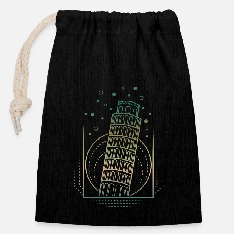 Pise - Sac cadeau en coton avec cordon (14 x 20 cm) - noir