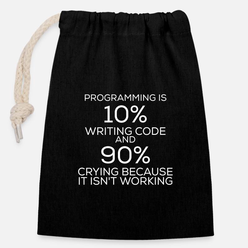 Programmation de programmation drôle d'énonciation - Sac cadeau en coton avec cordon (14 x 20 cm) - noir