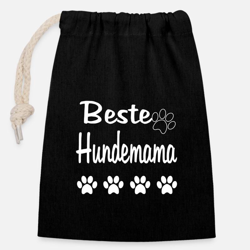 Beste Hundemama Geschenk - Verschließbarer Geschenkbeutel aus Baumwolle (14x20cm) - Schwarz