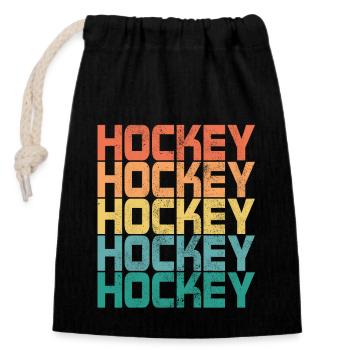 Cadeau de gardien de but de rondelle de sport de hockey sur gazon rétro de hockey - Sac cadeau en coton avec cordon (14 x 20 cm) - noir - Devant
