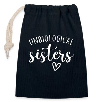 Unbiological Sisters - Closable cotton gift bag (14x20cm) - navy - Front